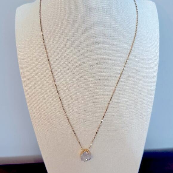 LUNA NORTE Druzy Quartz Necklace Gold tone Chain Minimalist - Picture 2 of 11